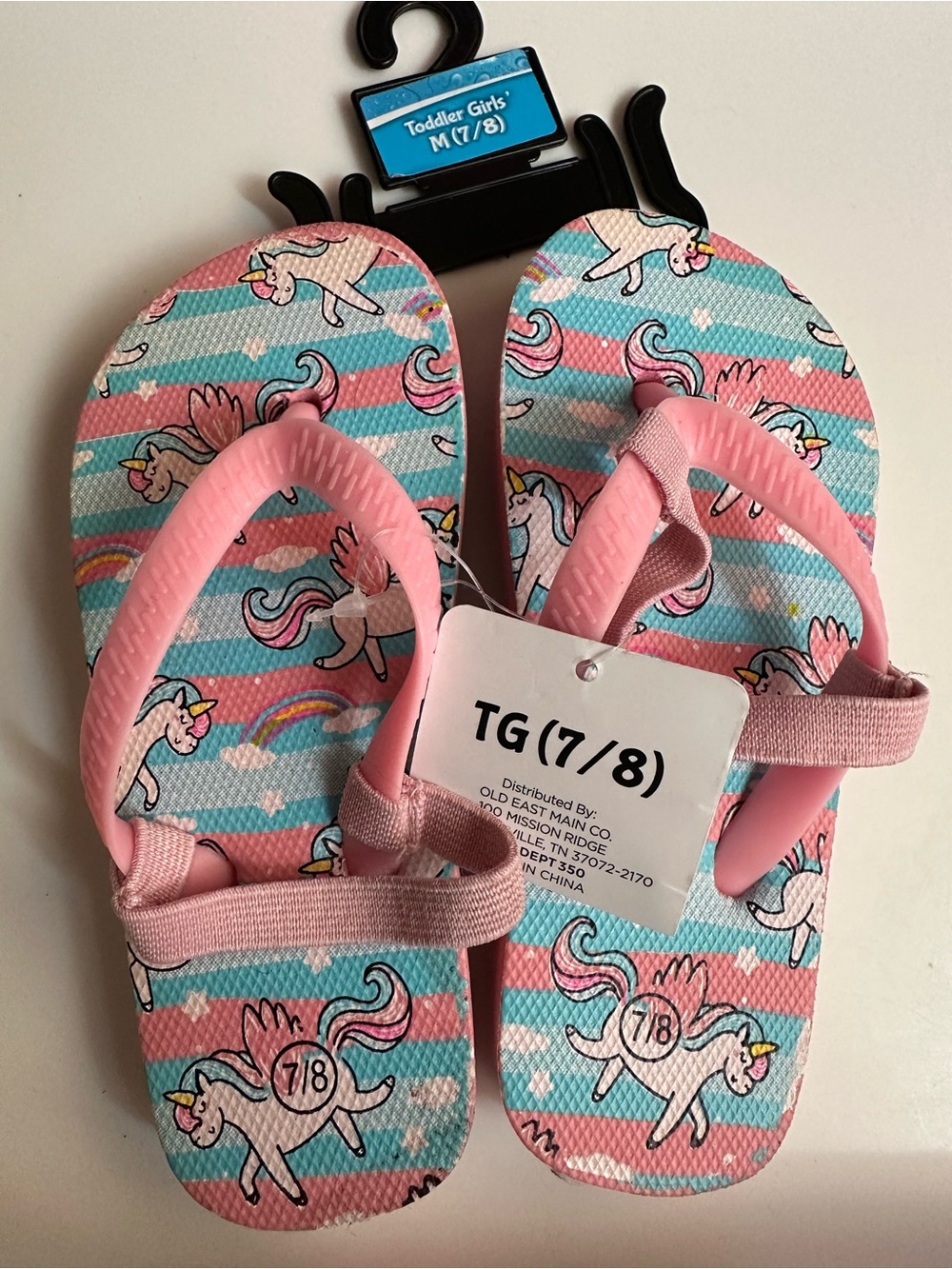 Toddler Girls Pink Unicorn Flip Flop Sandals - TG (7/8)